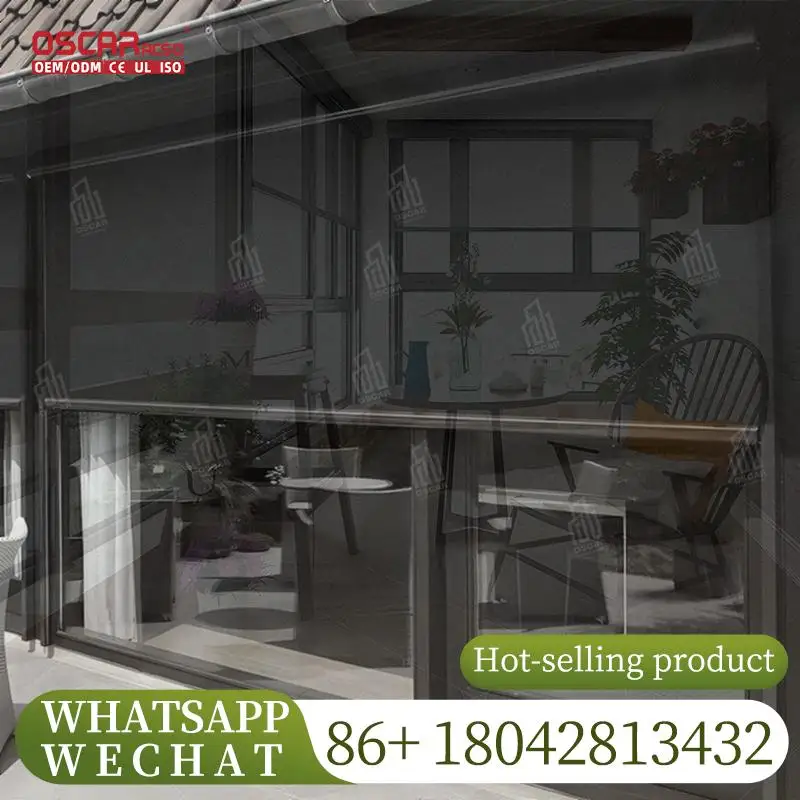 

Electric Waterproof Retractable Outdoor Zip Screen and Windproof Roller Blinds for Patio Balcony Garden Rolling Blind