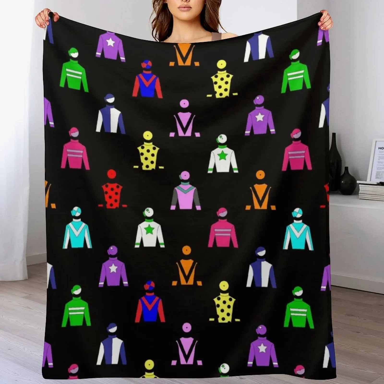 

Horse Racing Jockey Silks Throw Blanket Retros Moving Loose christmas gifts Blankets