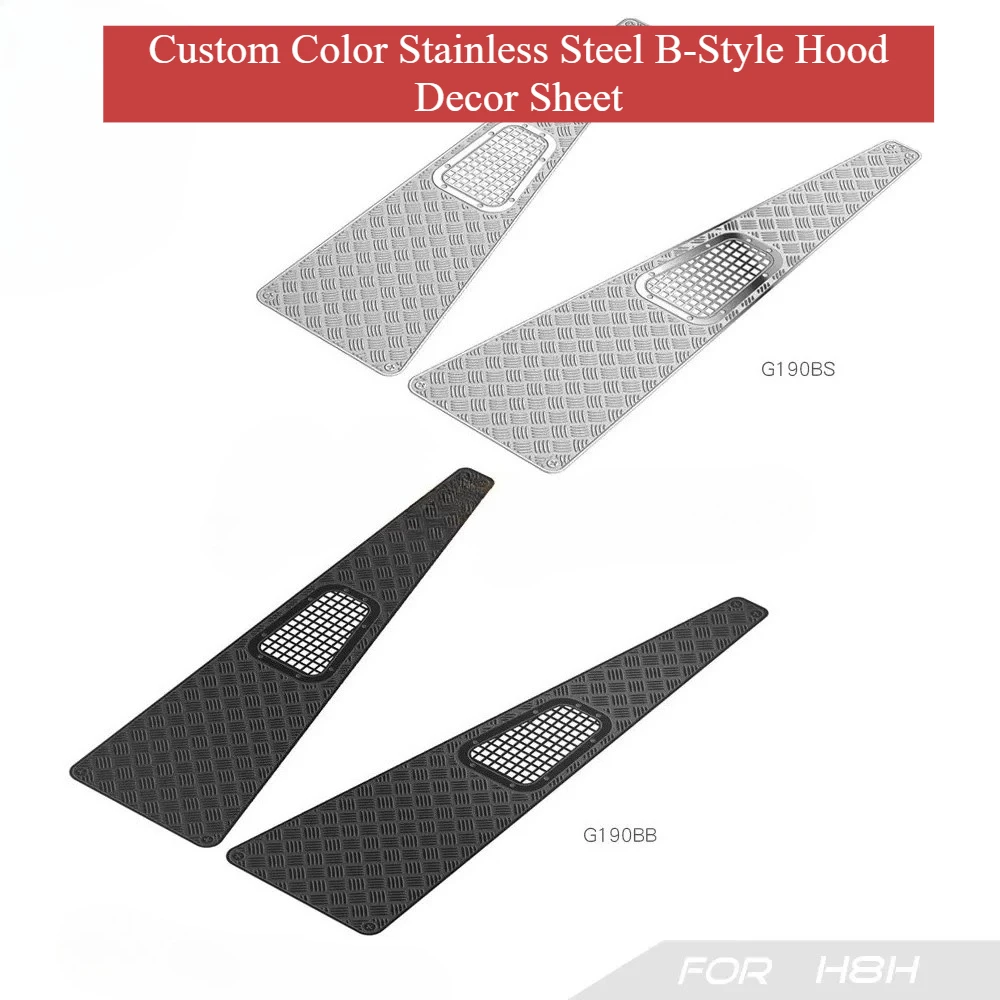 RC Crawler Custom Color Stainless Steel Hood Decor Sheet Simulation Upgrade Parts for MJX H8H 1/8 RC Car Body Shell Accessory