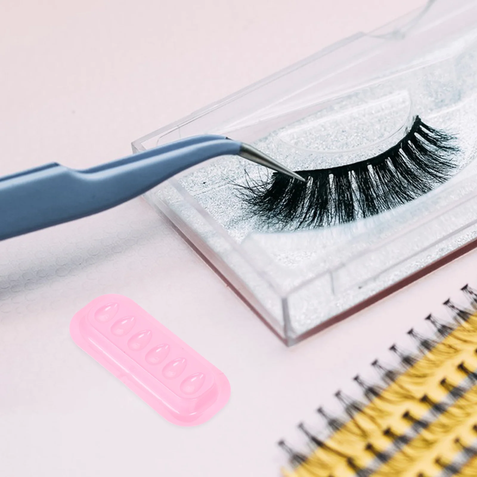 100 stuks lijmhouder voor wimperextensions plastic beker wimpertoepassingstool zelfklevende container professionele make-upartiest