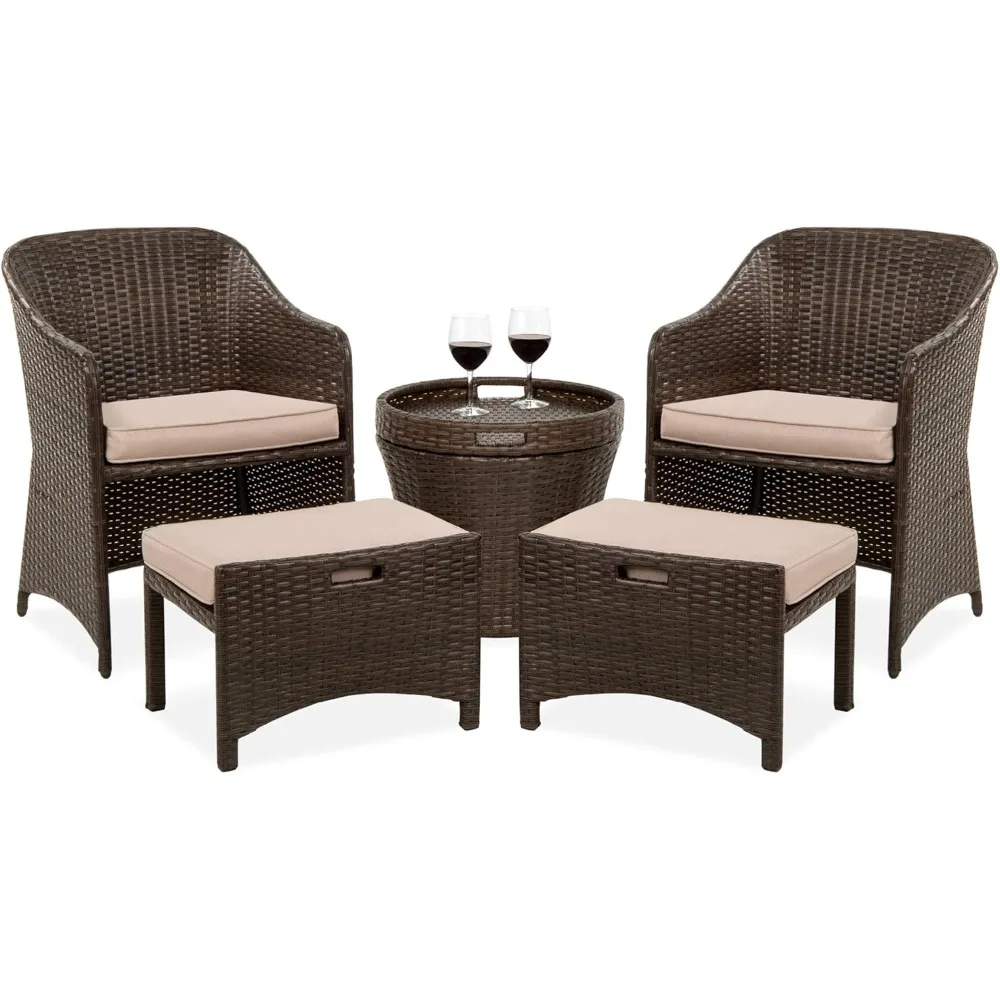 

Набор мебели для патио из 5 предметов, сборка не требуется. Плетеное бестро и стол для хранения бесед на заднем дворе, крыльце, балко.