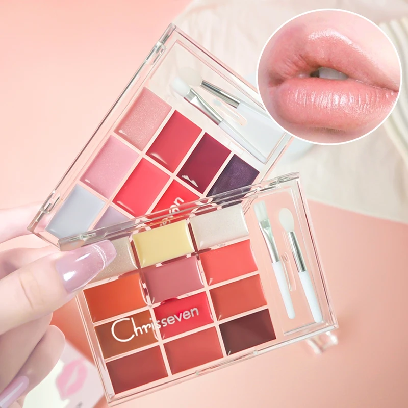 Galaretkowy błyszczyk 12-kolorowy tonizowany błyszczyk do ust Frozen Plate Red Lip Glaze Palette Nawilżająca szminka Długotrwały makijaż ust