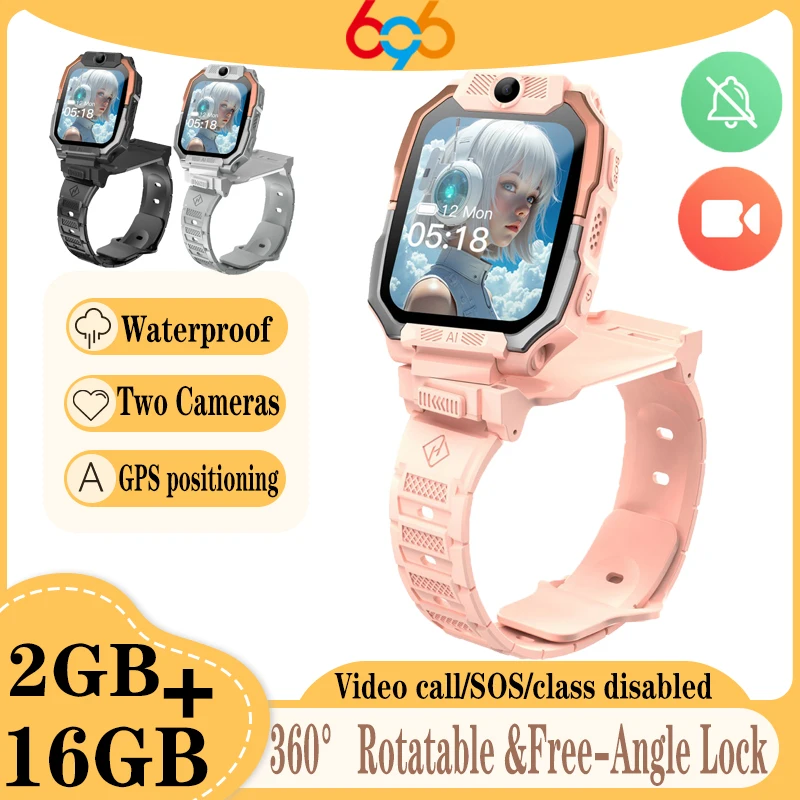 

Kids 4G Smart Watch Waterproof Students Children Smartwatch WIFI Video Call Camera SOS 2+16Gb GPS Tracker Location APP Download