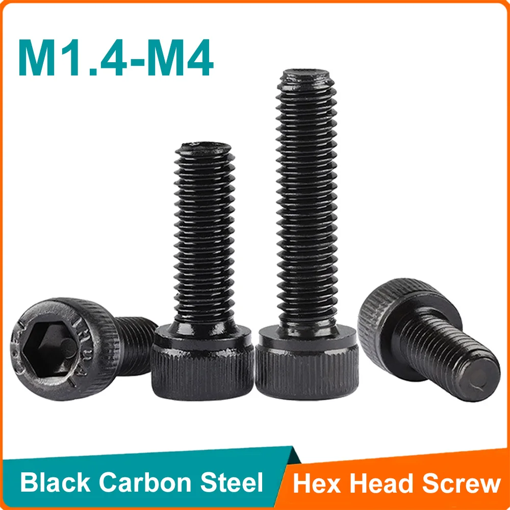 Шестигранный винт из углеродистой стали марки 100, 10-12,9 шт., M1.4, M1.6, M2, M2.5, M3, M4, M5, M6, M8, M10, Шестигранная головка, винтовые болты с головкой