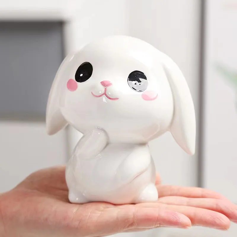 Bunny piggy bank Children's piggy bank birthday presents for boys and girls only come in and out of Internet celebrity rabbits