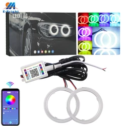 2PCS RGB Bluetooth APP Control Angel Eyes Halo Rings COB Led Car Motorcycle Headlight 60MM 70MM 80MM 90MM 95MM 100MM 110MM 120mm