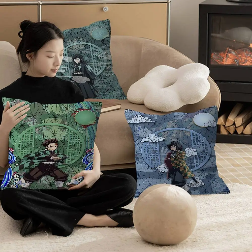Demon S-Slayer K-Kimetsu Cushion Cover Pillow Cover Decor Pillowcase Printed Cushion Case for Couch