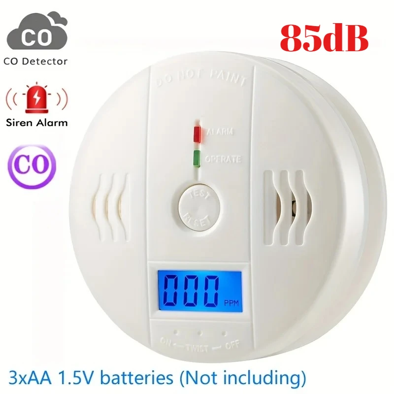 

ЖК-сенсор CO, детектор сигнализации, 85 дБ, сирена, высокая чувствительность, независимое предупреждение о угарном газе