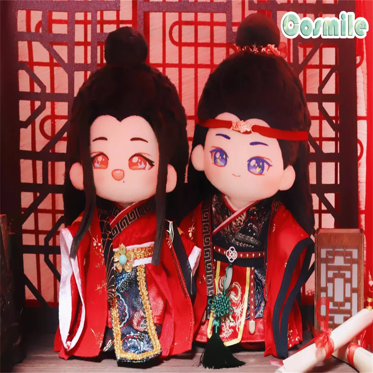 The Untamed Wuxian Wangji Red Hanfu Wangji Wedding Dresses Ancient Costume Plush 20cm Doll Accessories Doll's Clothes GG