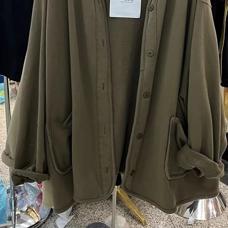 Gabardina de manga larga para mujer, cárdigan elegante de Color sólido, informal, holgado, con bolsillos y botones, combina con todo, primavera y otoño