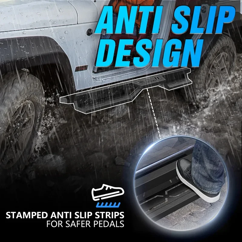 

Высококачественные 2-ступенчатые боковые подножки-слайдеры (защитные пороги) для Jeep Wrangler JK JKU Unlimited 4-дверные модели 2007-2018 годов