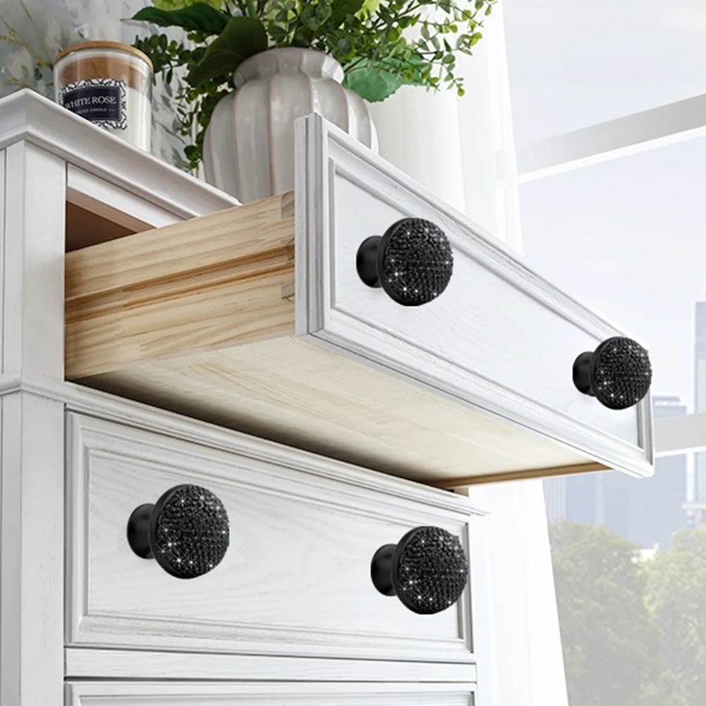 

4 Pcs Crystal H Shiny Furniture Pull Door Cabinet Knobs Drawer Dresser Bookcase Rhinestone Mushroom Shape Alloy Durable