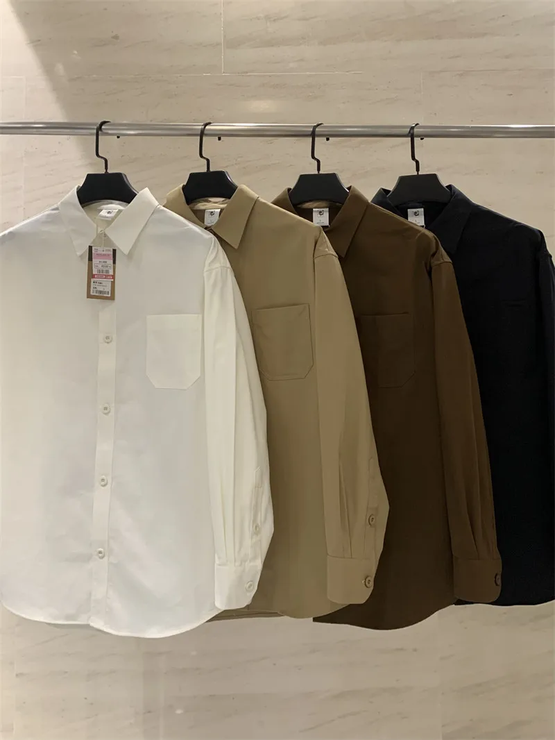 

Classic Pointed Collar Long Sleeve Flannel Casual Cotton Shirt Coat Men's Comfortable Breathable Loose Fit Spring Autumn Wear