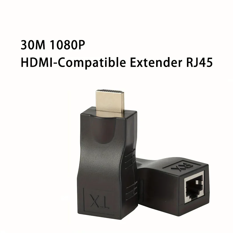 1 Pair 30M HDMI‑Compatible Extender Kit 1080P Over Cat5e Cat6 Ethernet Cable RJ45 Long Distance Video Transmitter Receiver
