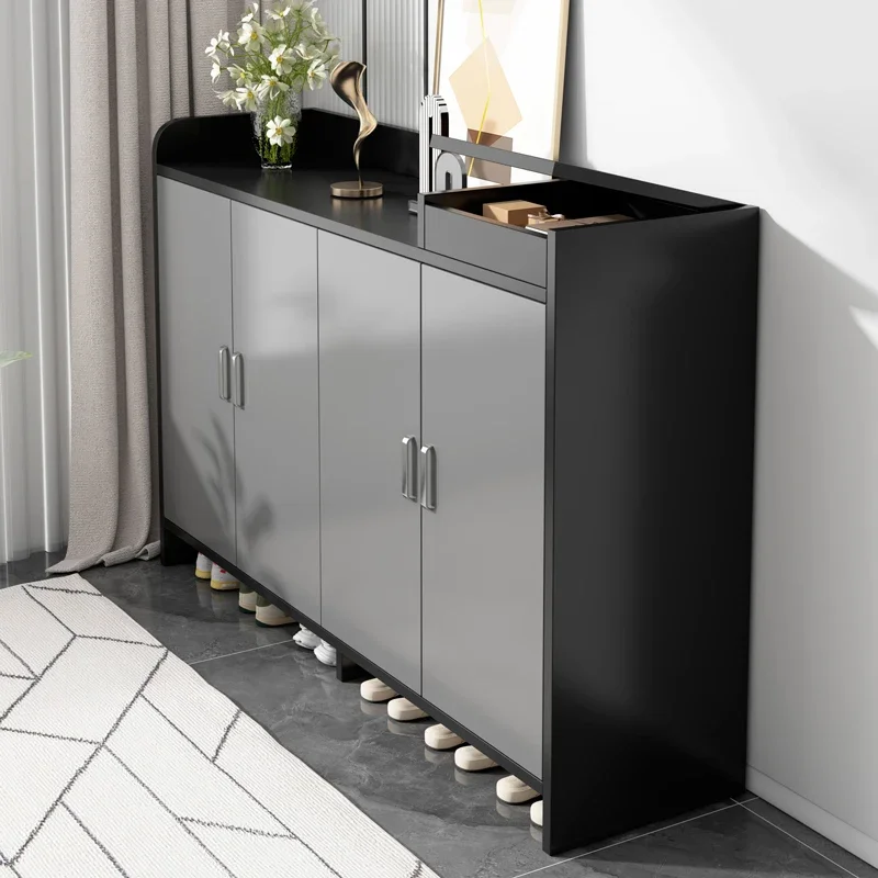 Metal Distinctive Luxury Wooden Shoe Cabinet Spacious Tall Polished Minimalist Shoe Cabinet Meuble Rangement Room Furniture