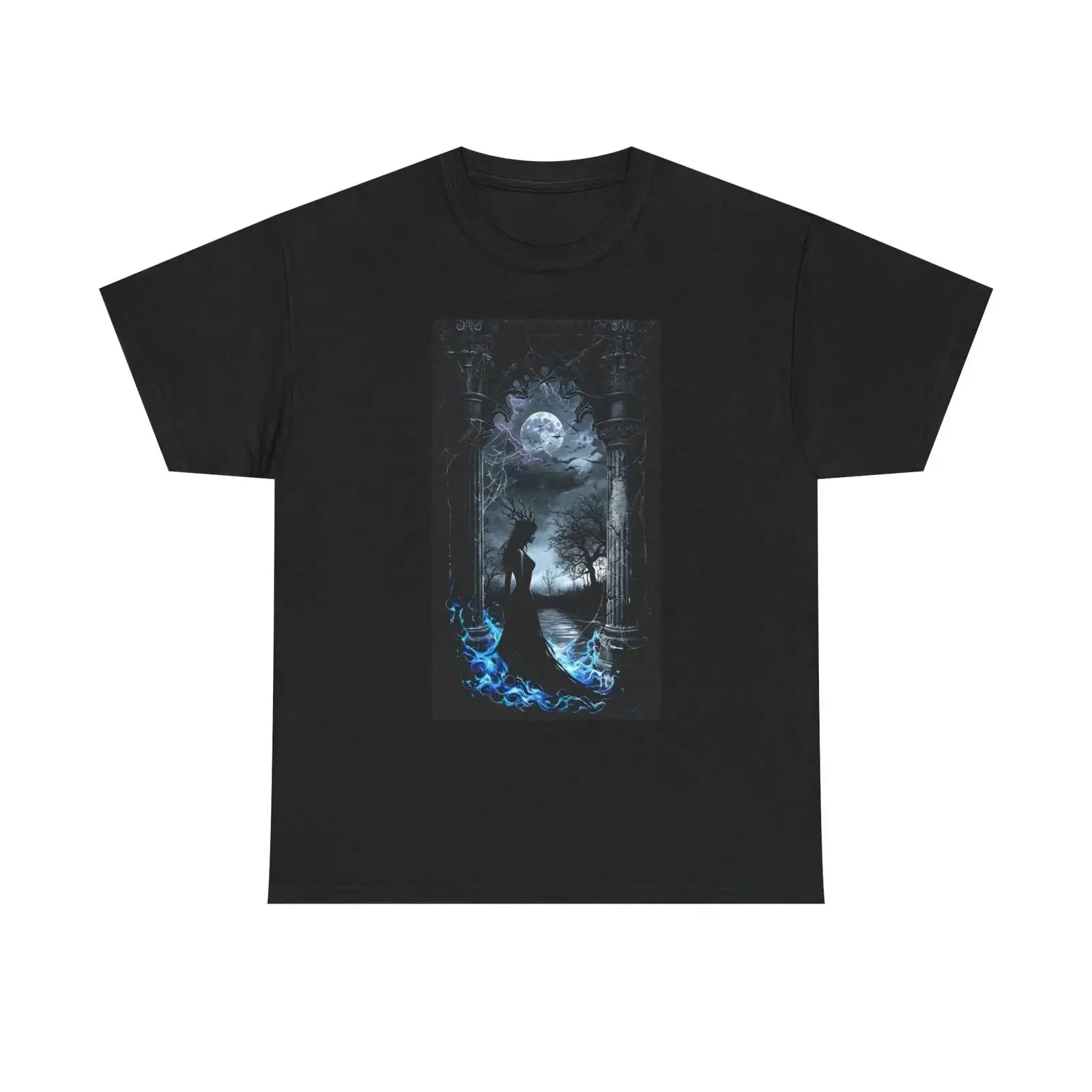 Mystical Eerie Forest Heavy Cotton T Shirt with Enchanting Design  vintage Washed Slightly Stretched fashion Stylish streetwear