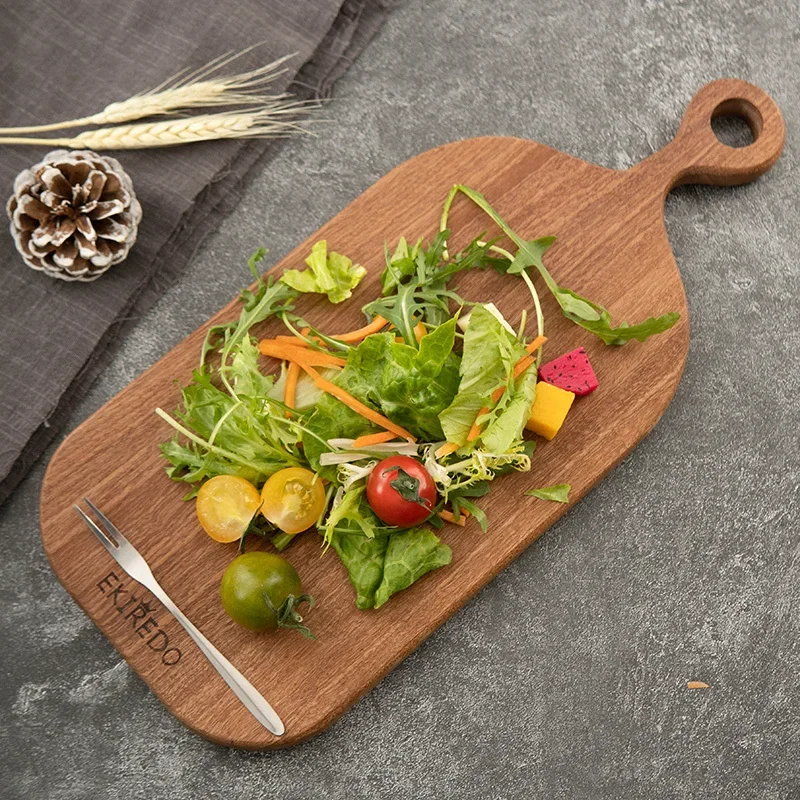 Premium Solid Wood Chopping Board, Square Long Shape, No Glue or Paint, Ebony Wood, Exquisite Carving for Western Cuisine