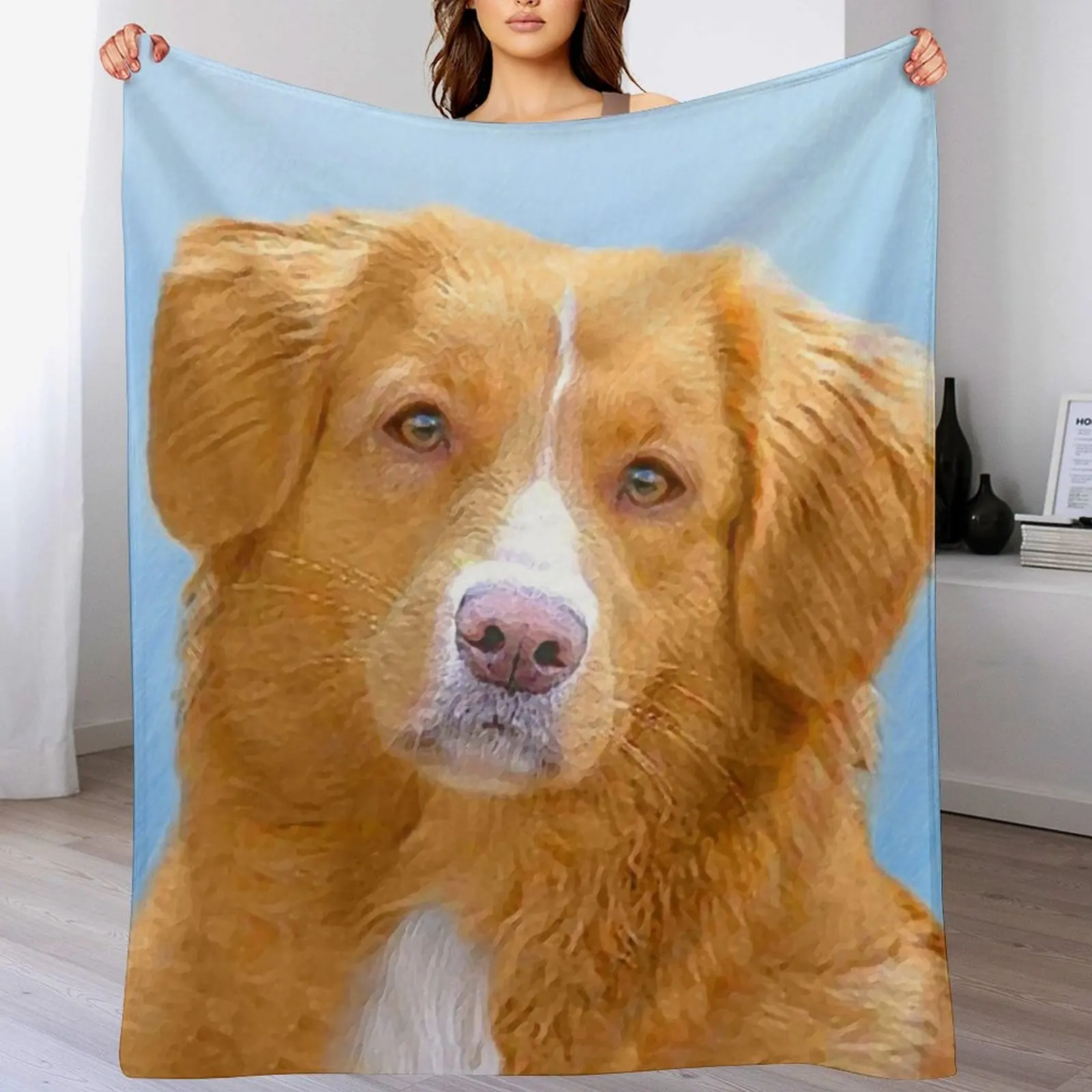 

Nova Scotia Duck Tolling Retriever Dog Painting Throw Blanket Anti Shedding Soft Fuzzy Blanket for Home