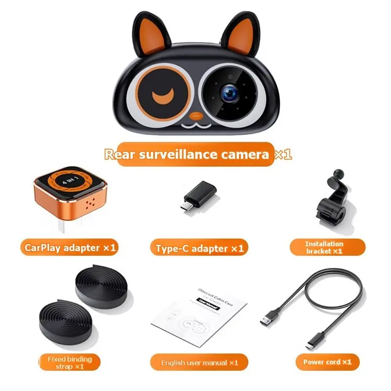 HOT-Rear Seat Monitor Display 2 In 1 Baby Car Camera Wireless Carplay Adapter, 1080P Cabin Care Baby Monitor On Car Screen,Rear
