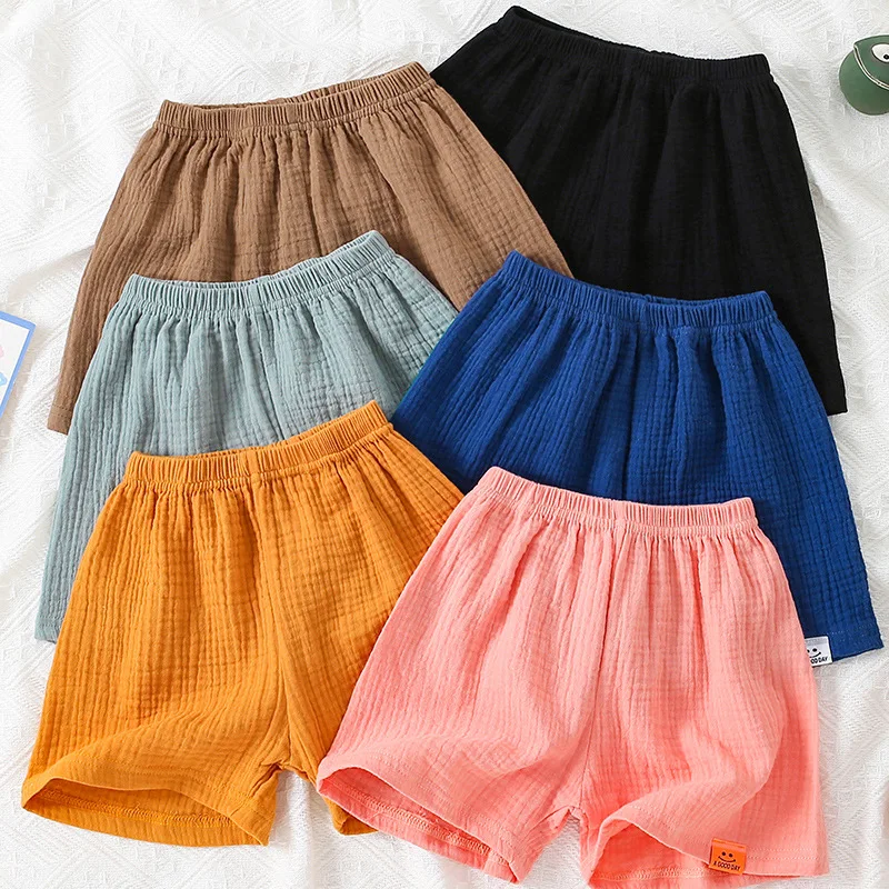 0-8Years Fashion Shorts for Boy Solid Color Children's Clothing Girls Casual Cotton Linen Bread Baby Pants Kids Shorts DS29