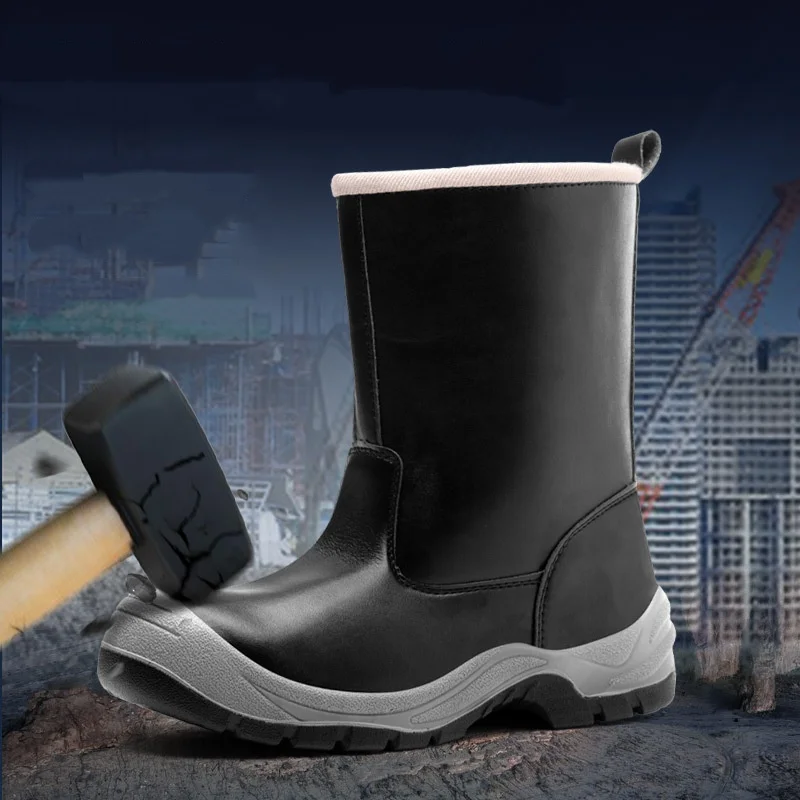 

Мужская повседневная защитная обувь со стальным носком, рабочие ботинки из мягкой кожи, рабочие ботинки с высоким берцем, безопасная обувь для сварщика, защита