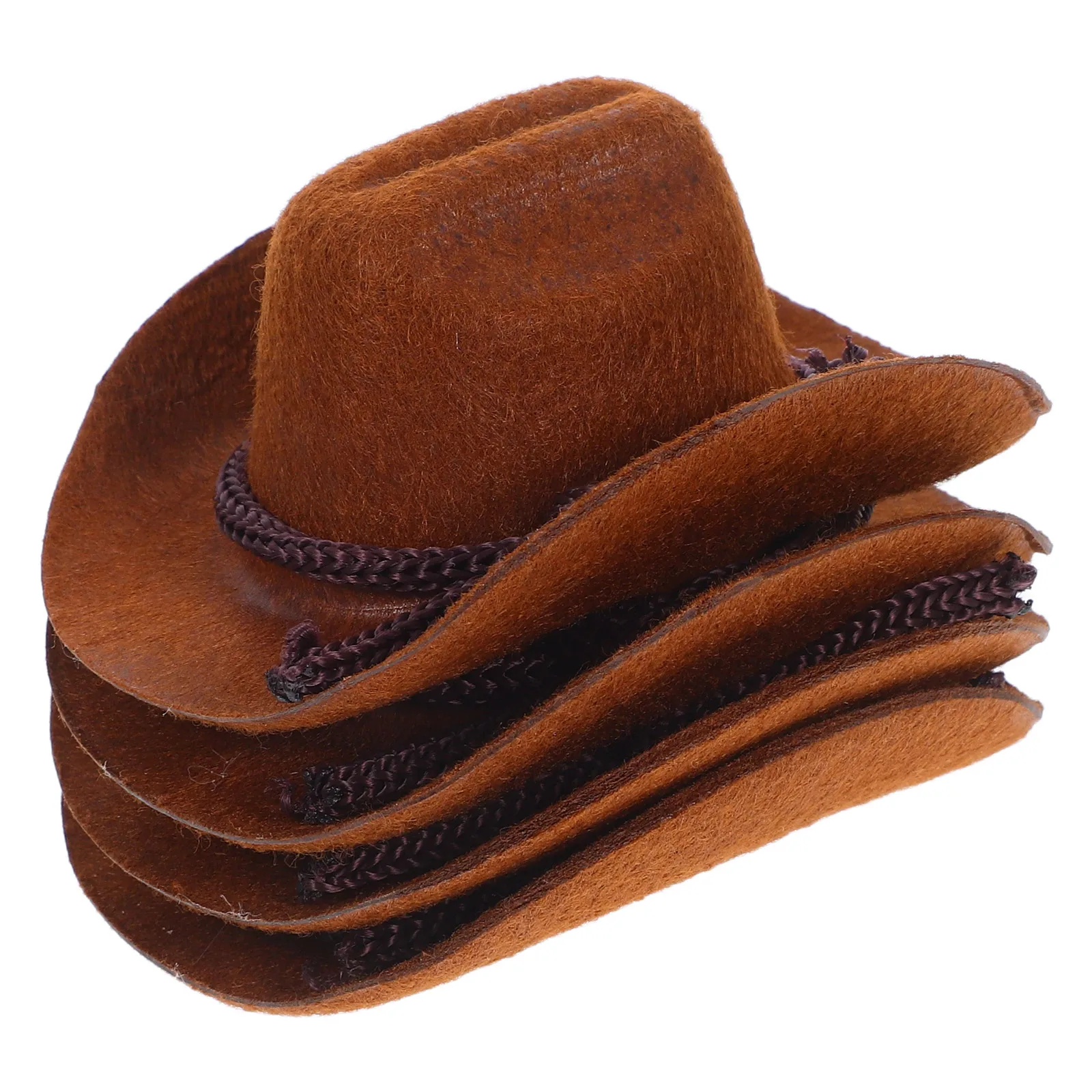 

4 Pcs Cowboy Hat Mini Set Ornament Miniature Ornaments Western Hats Baby Decorations Brown Stuffs