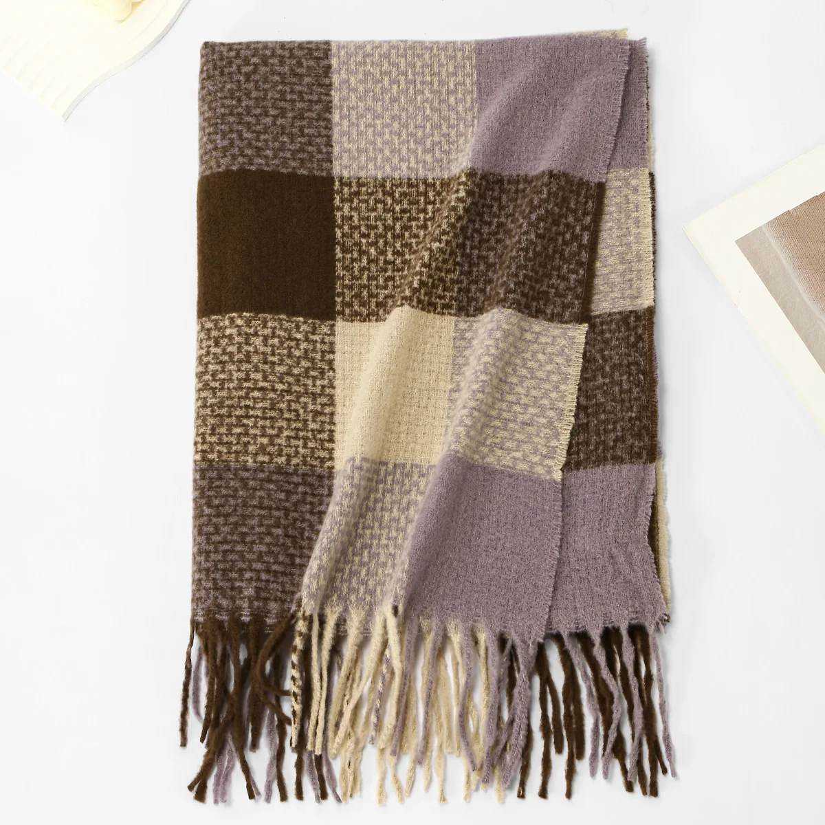 Neuer Leoparden-Kaschmirschal für Damen, Winter, hält warm, modischer kariertes, langer Schal, Damen-Wickel, dicker Pashmina, für den Außenbereich – Detail 34