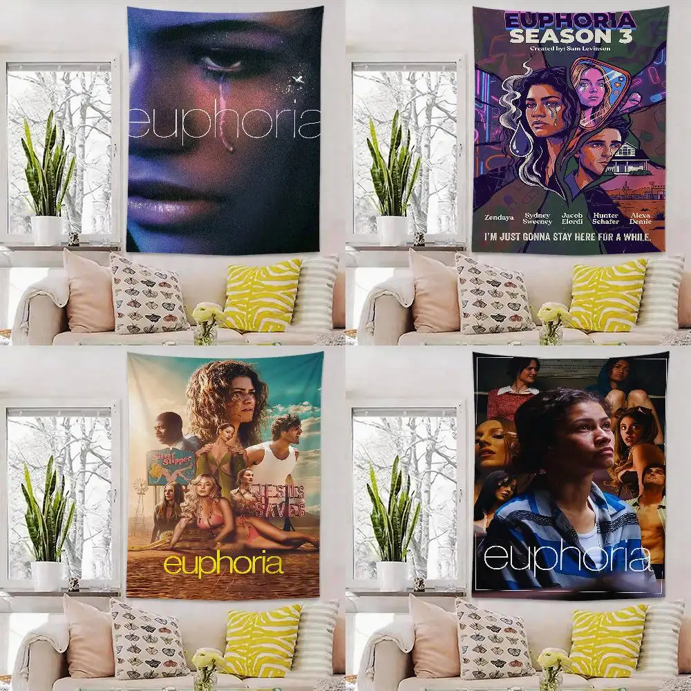 

Hot TV E-Euphoria Flags Wall Hanging Background Art Banner for Bedroom Home Outdoor Decor