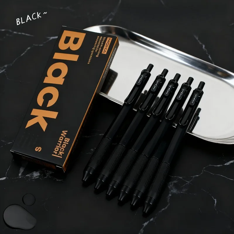 

6 шт. черные/белые гелевые ручки MOKA, гладкие офисные школьные ручки, стильные канцелярские принадлежности для ежедневного использования, прочные и удобные