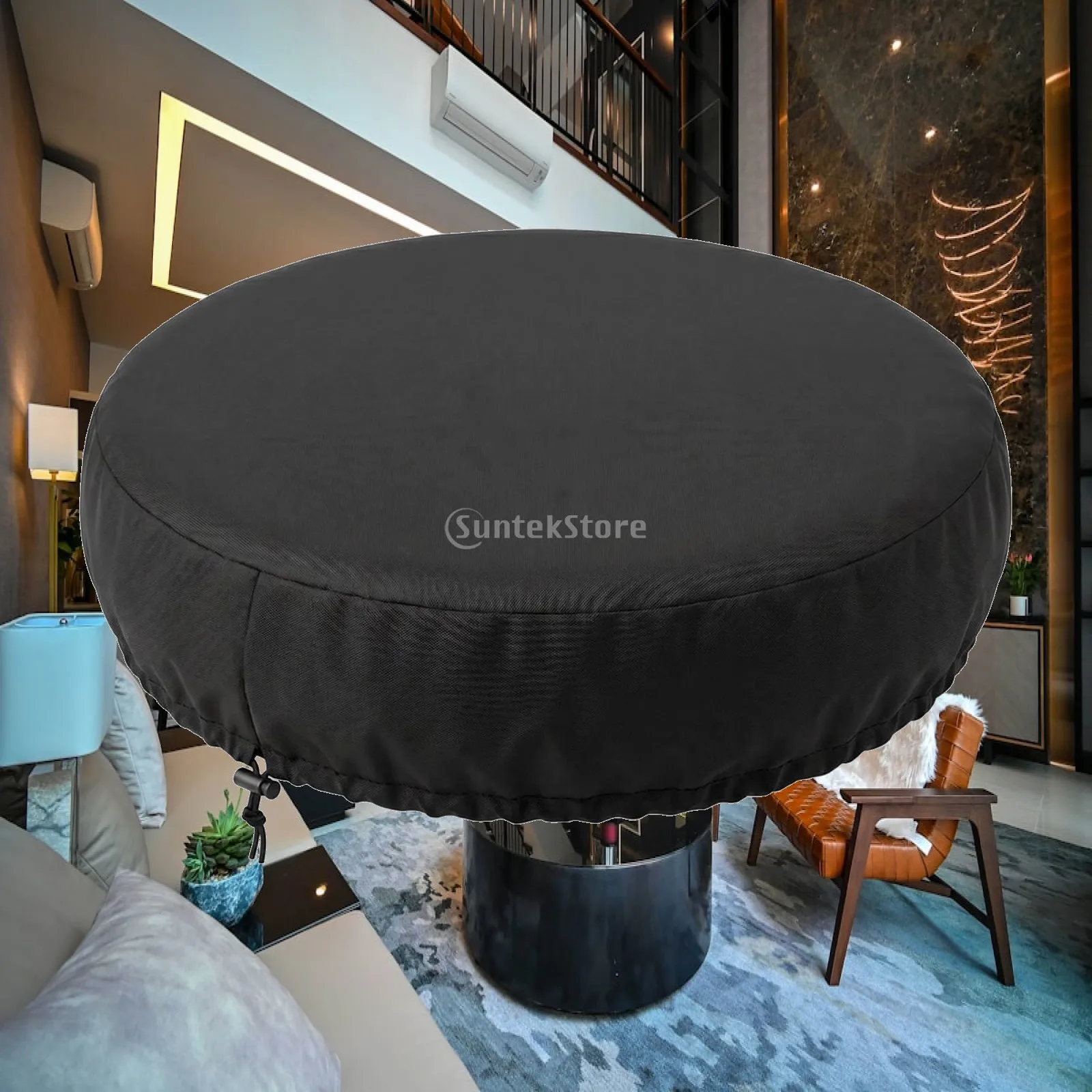 Circular Pail Cover with Cord Lock Dustproof Round Pail Cover Adjustable Snug Fit for Yard, Garden