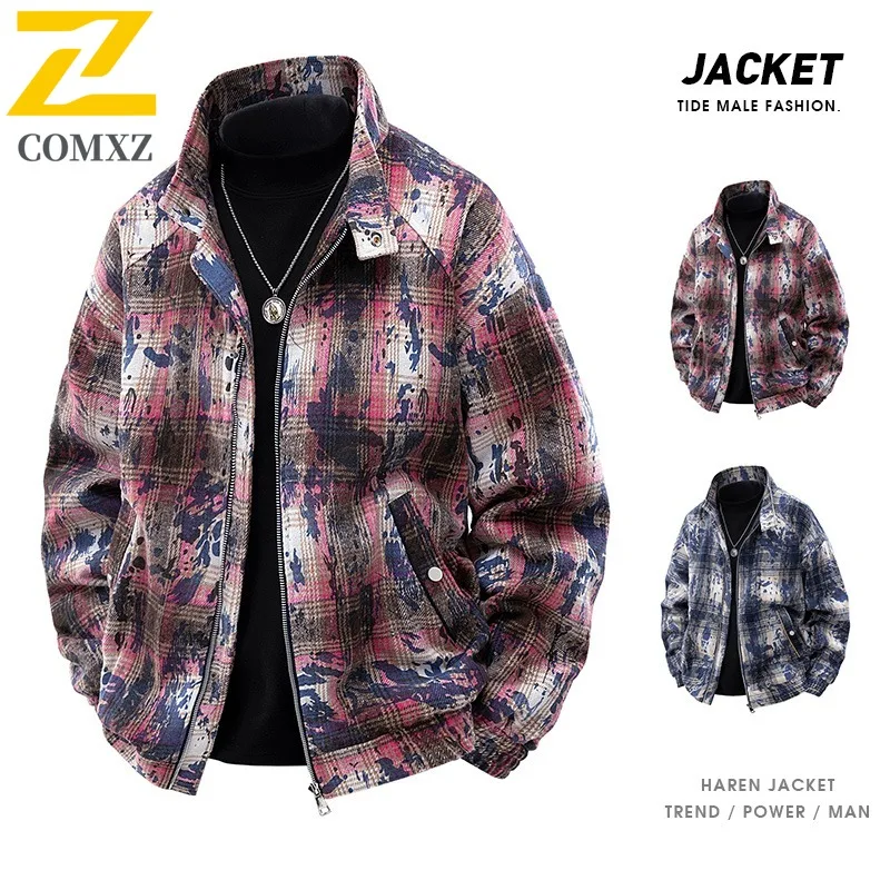 

COMXZ 2025 M 8XL Plus Size Jacket Men Spring New Jacket New Fabric Tie Dye Hot Sale 3D Pattern Contact For More Styles