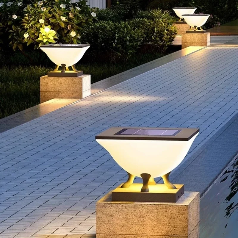 New Style Column Head Lamp - Gate Lamp Solar Wall Lamp Gate - Post Lamp LED Outdoor Waterproof Courtyard Garden Column Top Lamp view 3