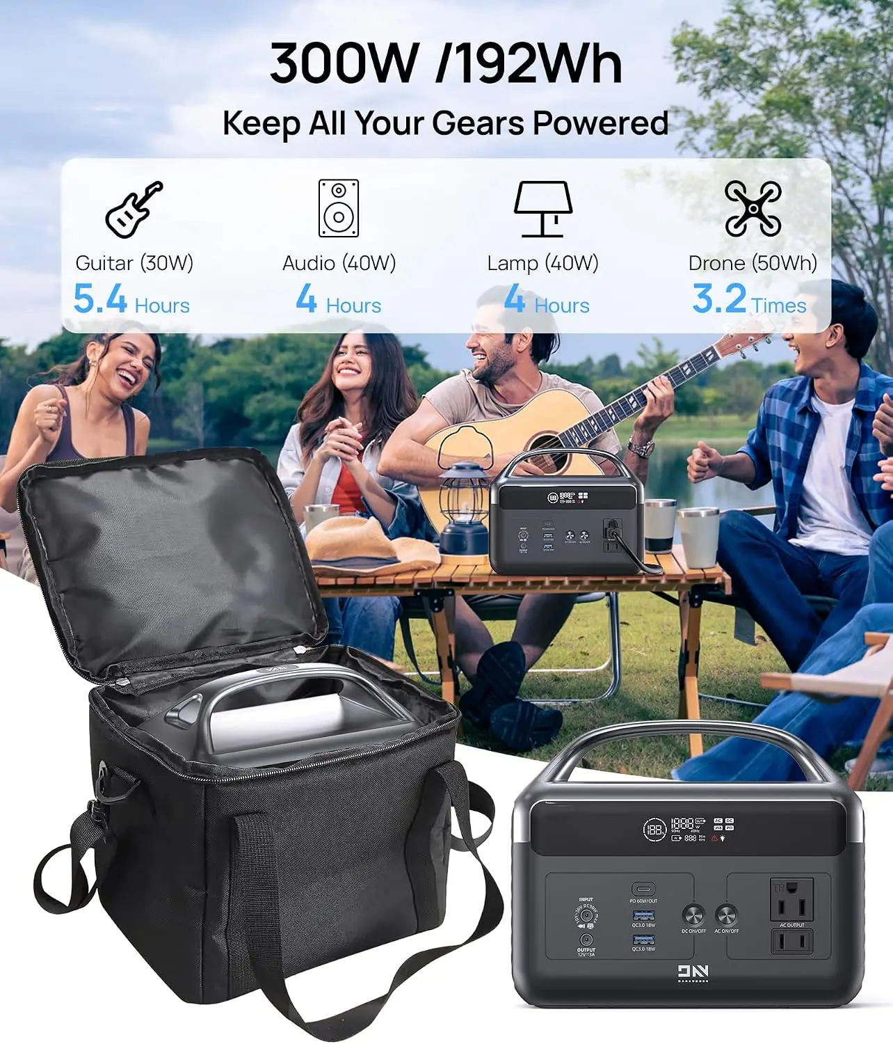 Portable Power Station 192Wh LiFePO4 Battery Solar Generator with Storage Bag,Fast Recharge for Camp,RV,Outdoor,Emergency Backup view 3