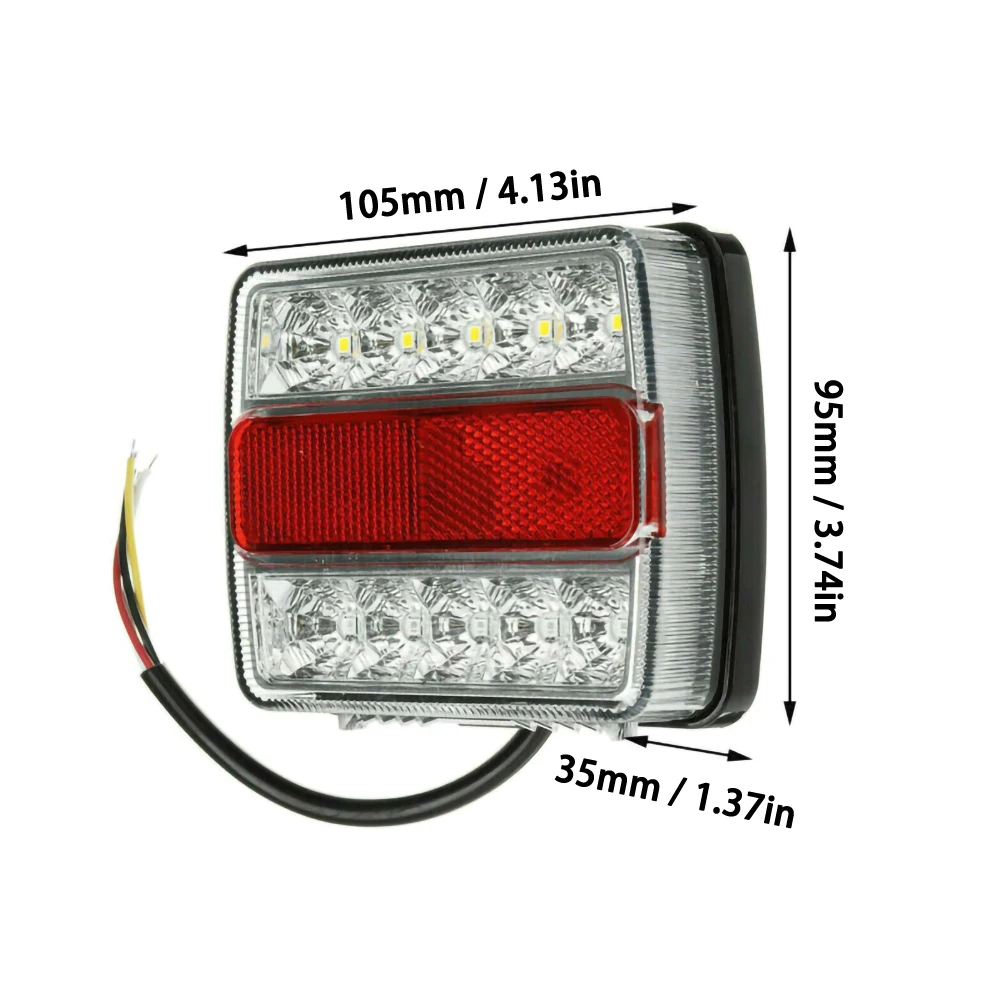 2Pcs Rear LED Submersible Trailer Tail Lights Kit Boat Marker Truck Waterproof Universal 12V 15LED Campers Trailer Taillights