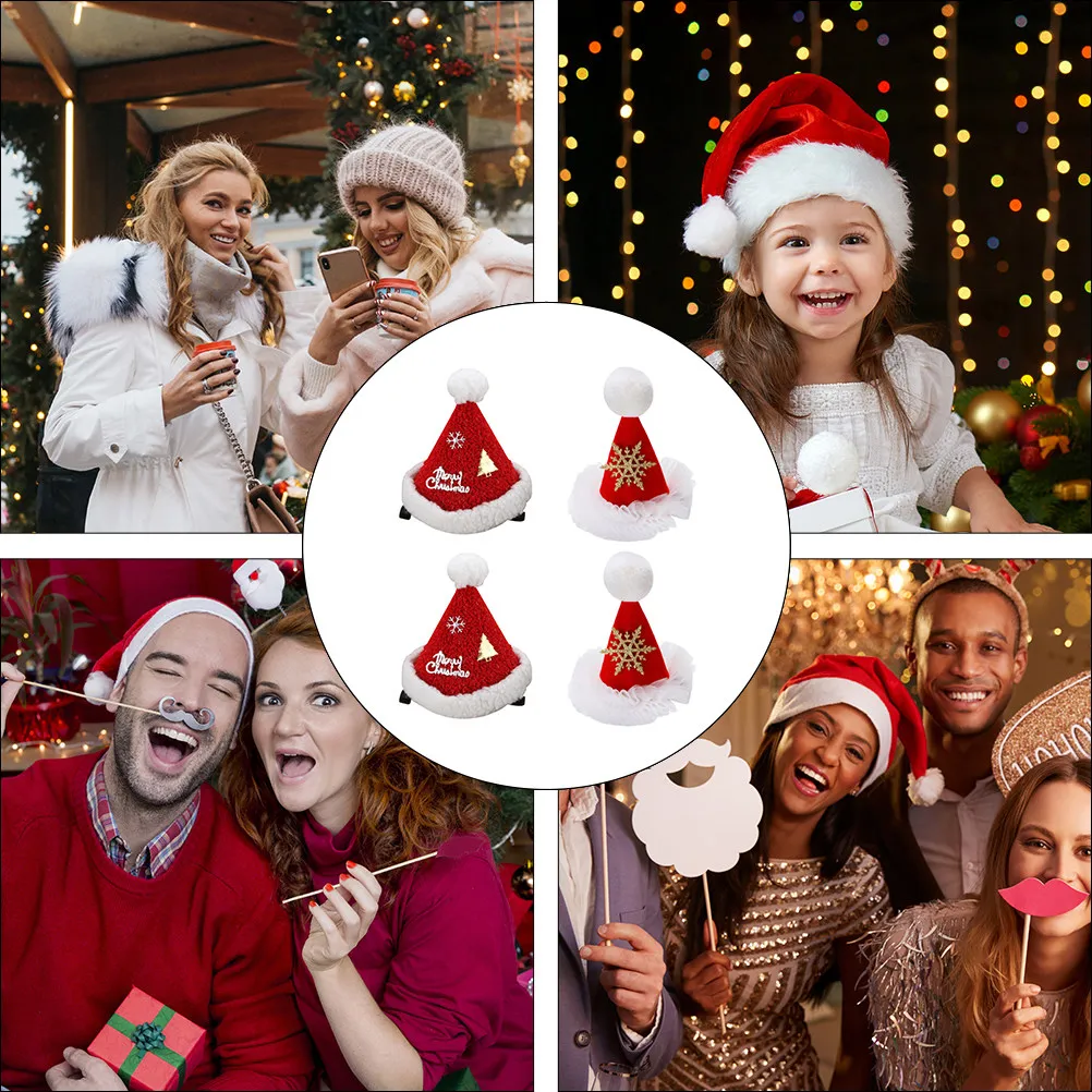 

Набор из 4 заколок для волос в виде рождественских снежинок, милые мультяшные заколки, праздничные украшения для волос на Рождество и Новый год