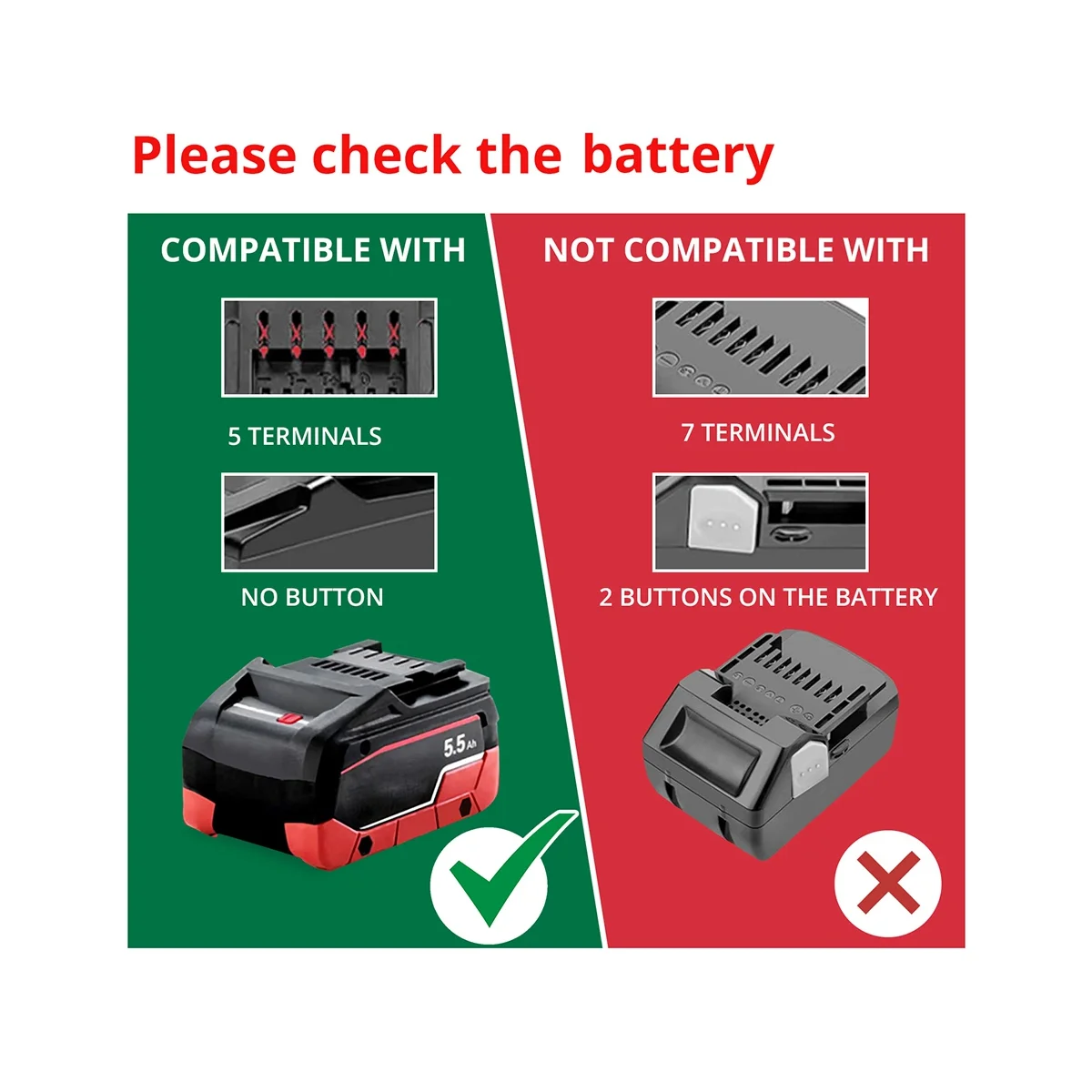 Battery Adapter for Metabo 18V Battery Conversion for Bosch 18V PBA Lithium Battery for Bosch CH Green Tool