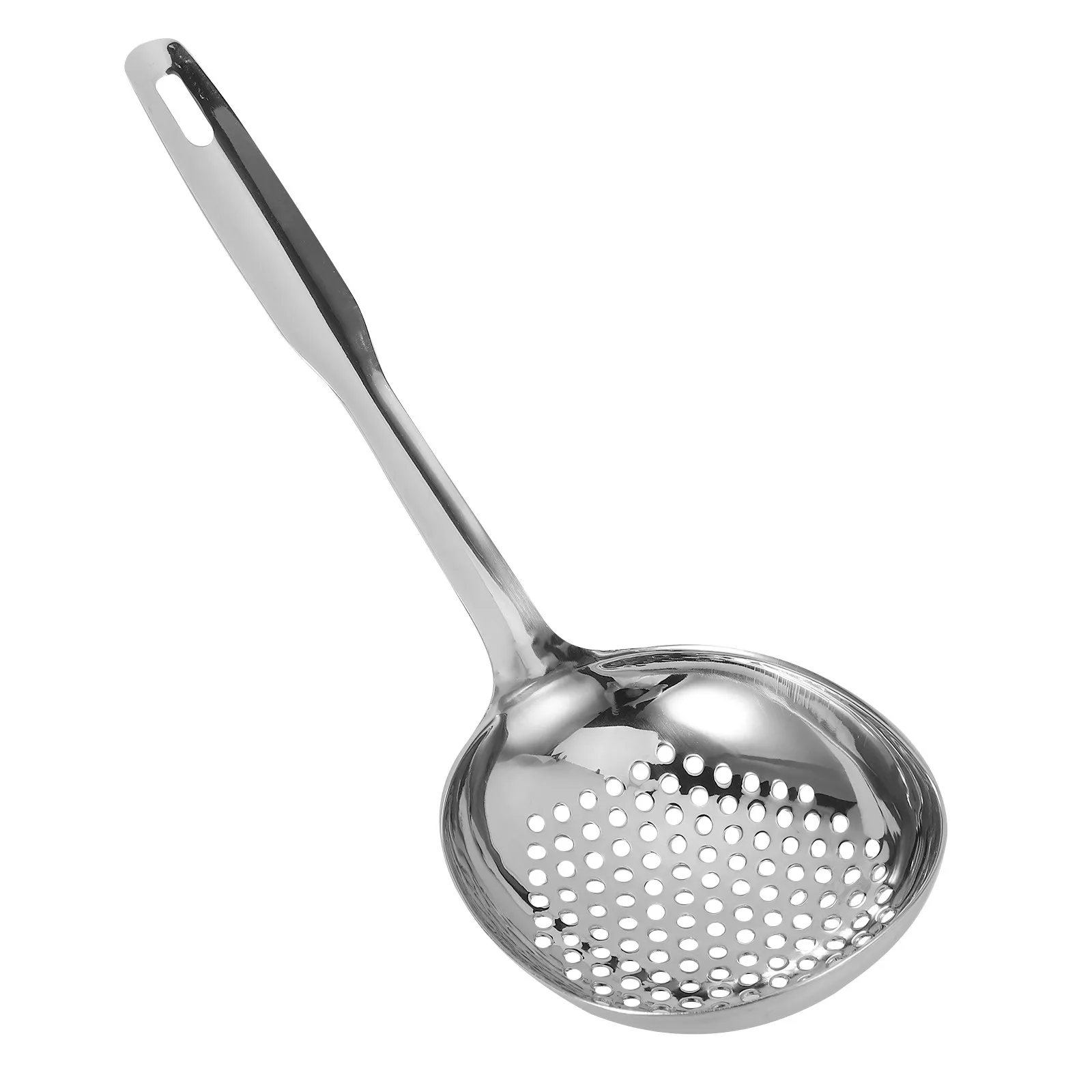 Stainless Steel Skimmer Colander Spoon Ergonomic Handle Hanging Hole Kitchen Strainer Slotted Spoon for Pasta Fried Food Poached