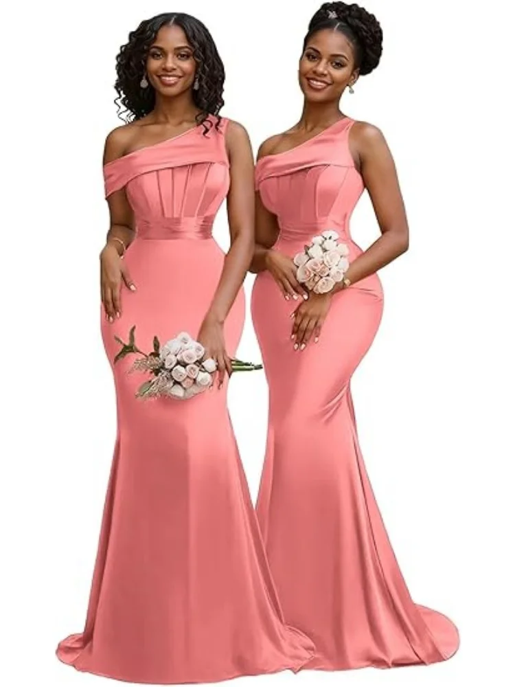 Mermaid One Shoulder Bridesmaid Dresses for Women Satin Long Prom Dresses Formal Evening Gown - AliExpress 320 Mermaid One Shoulder Bridesmaid Dresses for Women Satin Long Prom Dresses Formal Evening Gown - AliExpress 320