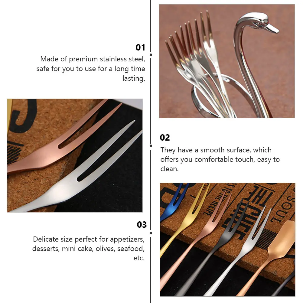 

Fruit Fork Stainless Steel Dessert Small Food Forks Exquisite Children Use Delicate Long Lasting Easy Clean Party Bar Cafe Beach
