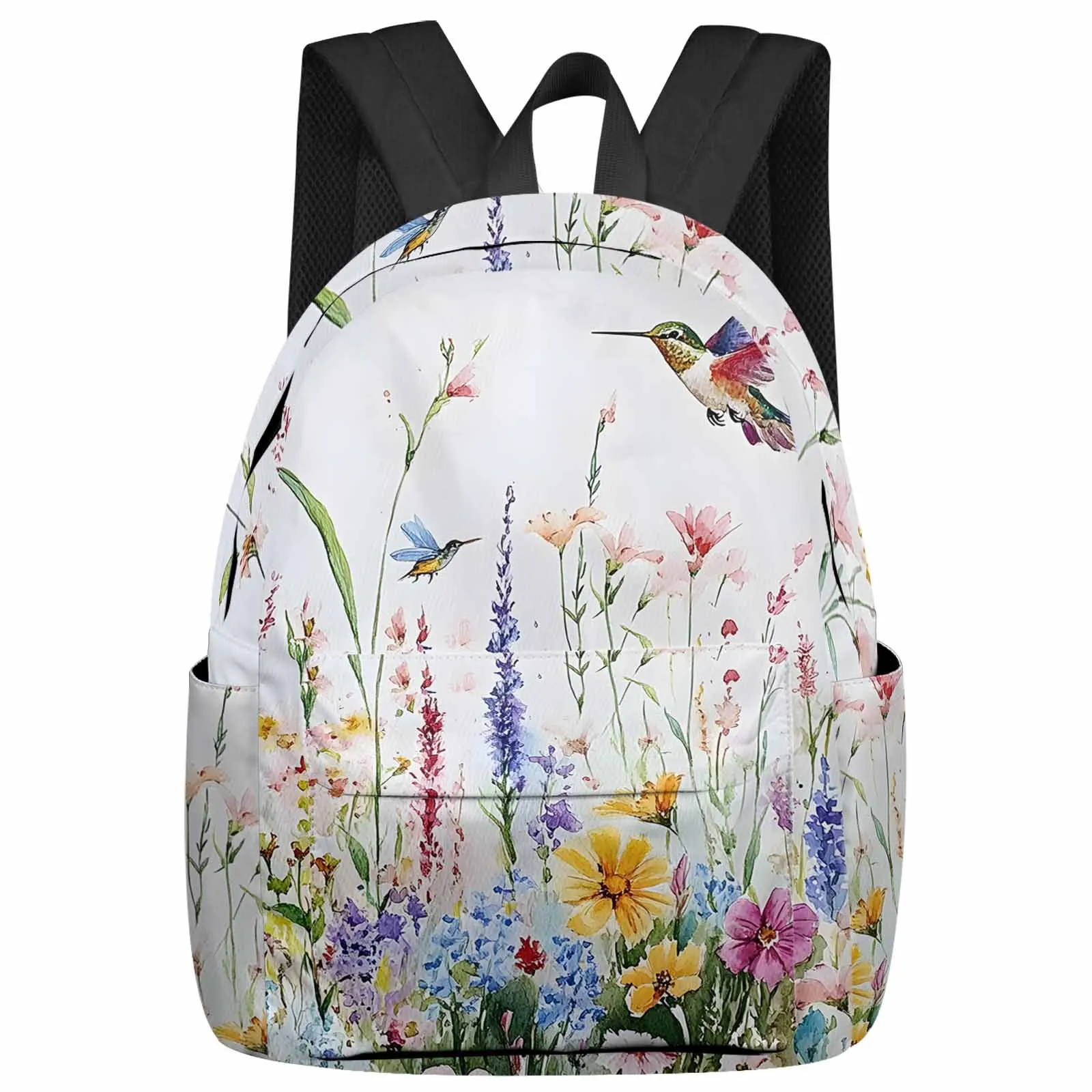 

Colorful Flower Field Bird Backpack School Bags for Teenagers Students Laptop Bag Women's Casual Travel Backpack