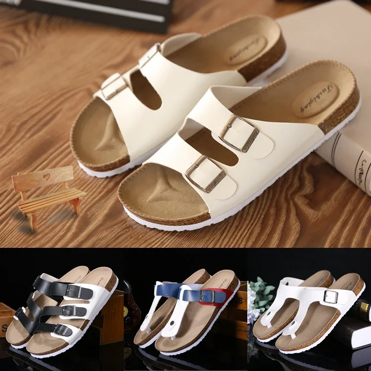 Fashion Women men Slippers Flip Flops Summer Beach Cork Shoes Slides Girls Flats Sandals Casual Shoes Mixed Colors 35-45 - view 2