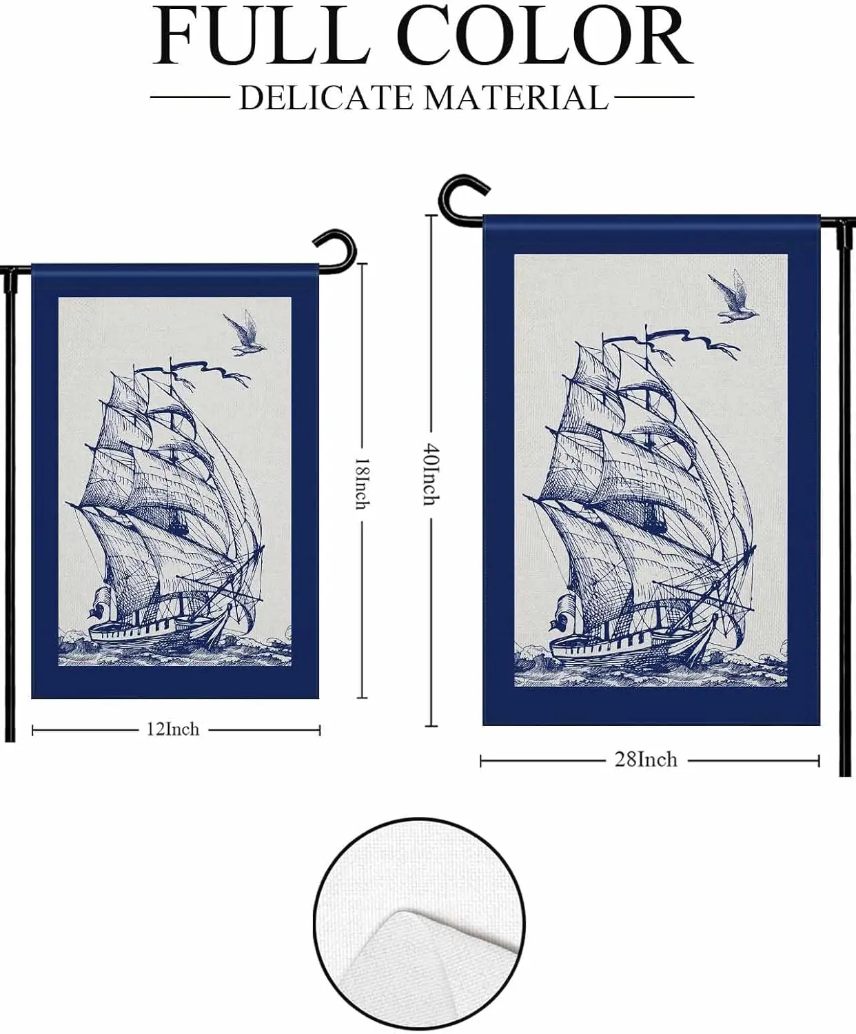 Vintage Sailboat Garden Flag 12x18 Double Sided for All Seasons Decorative Welcome Yard Flags for Outside Halloween Thanksgiving