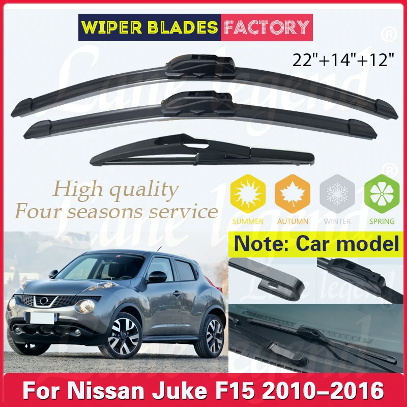 

Wiper Front Rear Wiper Blades Set For Nissan Juke F15 2010 2011 2012 2013 2014 2015 2016 Front Rear Window Rain Brush 22"14"12"