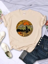 I'M Hiding From Stupid People Camping Scenery Women Tops Trend Hip Hop Street T-Shirt Casual Soft Breathable Womans Short Sleeve