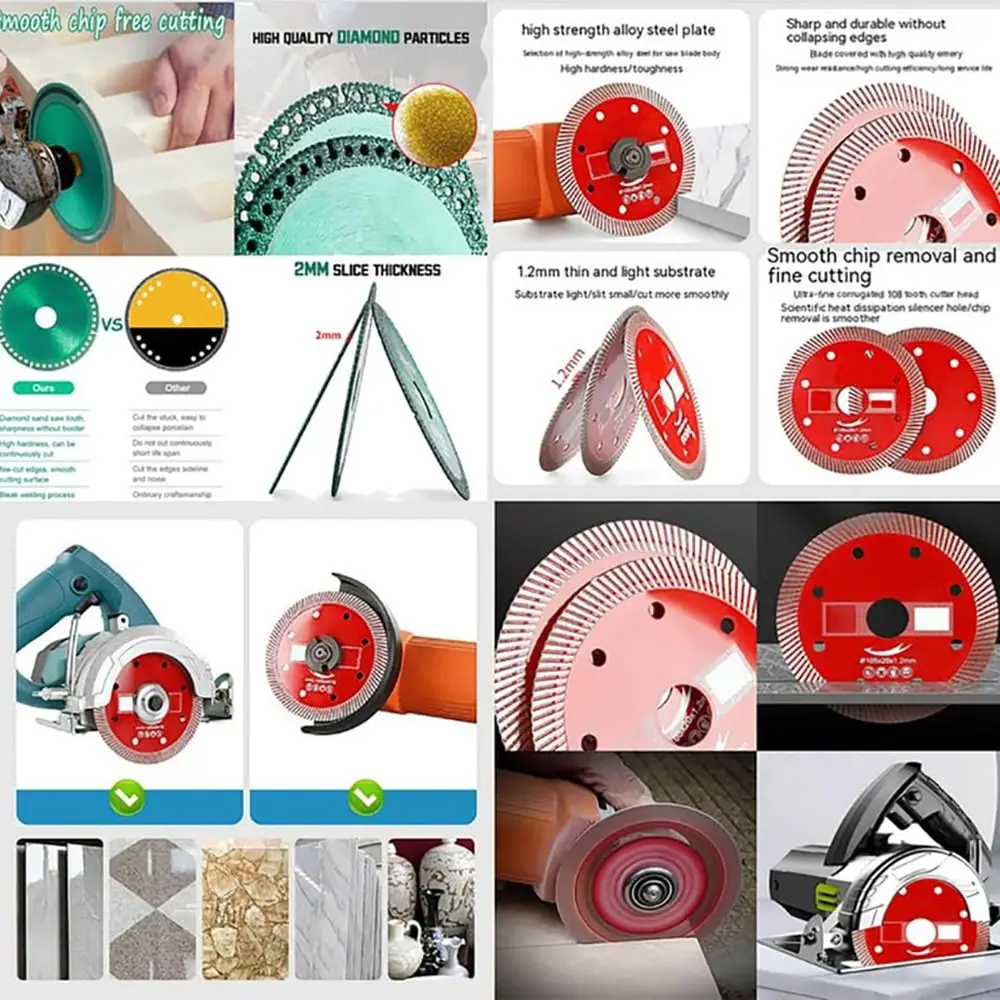 Accessories Ultra-Fine Tile Cutting Discs Indestructible Multifunctional Angle Grinder Discs Universal Diamond Cutting Discs