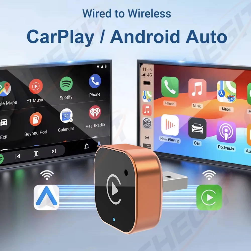 2 in1 Wireless Carplay Adapter for iPhone & Android Wired to Wireless AI Box USB Connection For Volvo Benz Mg Kia Chery VW view 2