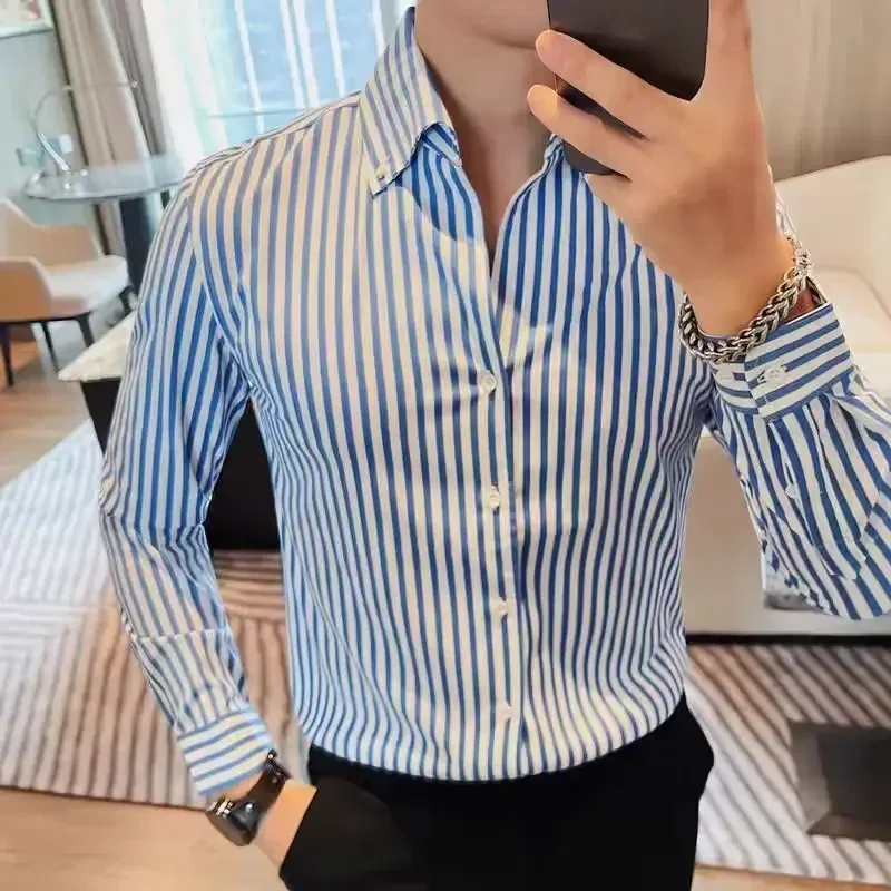 Elegant Mens Shirts Long Sleeves Shirts Man High Quality a Fashion Luxury Men's Clothing Korean Reviews Clothes Check Shirt