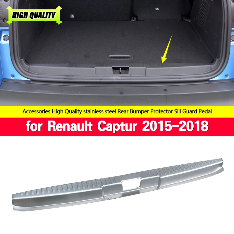 

For Renault Captur 2015-2018 Stainless Steel Car Rear Bumper Protector Sill Trunk Tread Plate Trim Rear Car-Styling Chromium