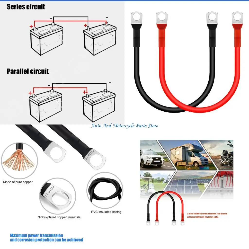 P9FD High Performances 5AWG Battery Jumper Cable 30cm Power Inverter Wire For Solar Power Boats And Automobiles