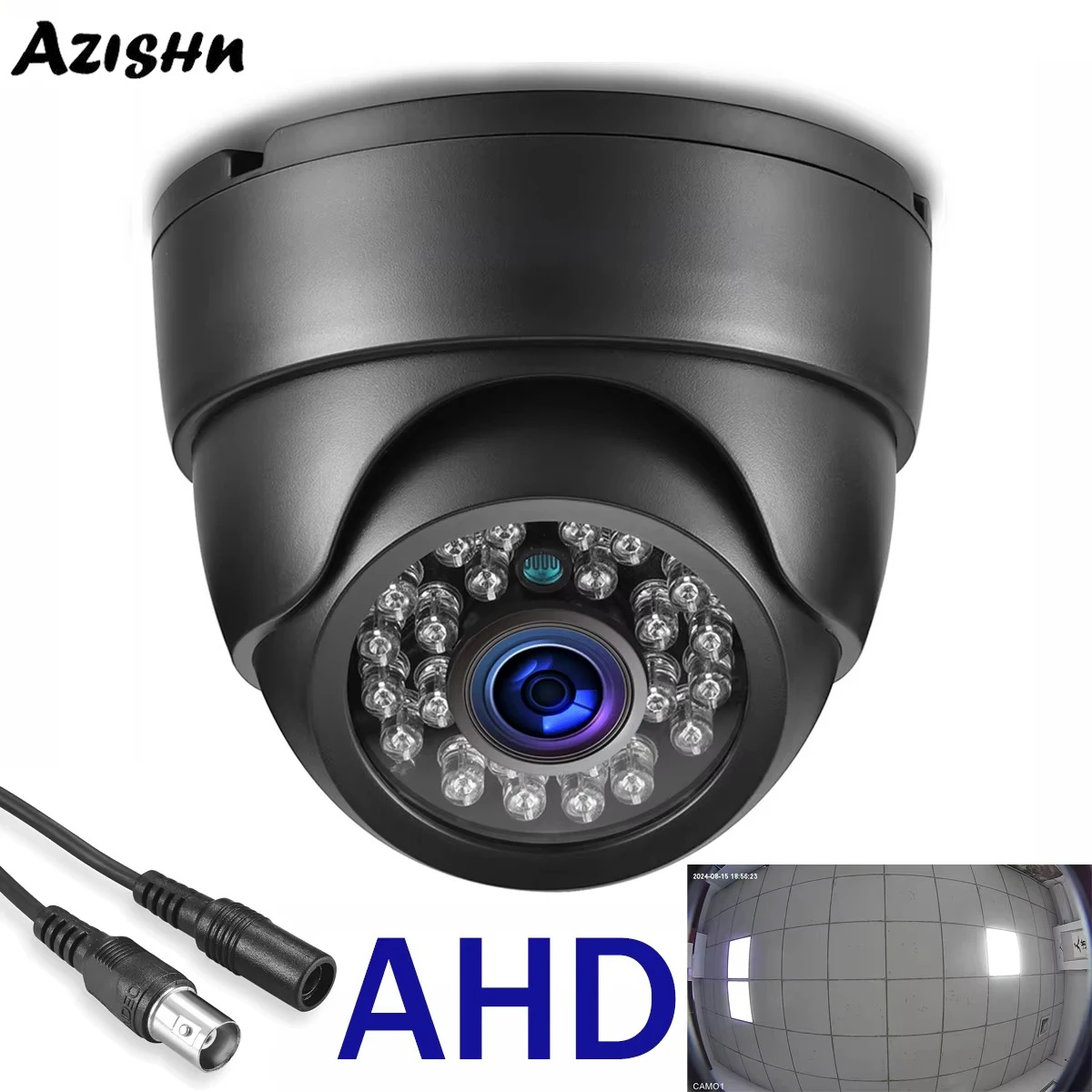 AZISHN Indoor 1.7MM Panoramic Fisheye Lens 5MP AHD Camera IR Nightvision CCTV Security Surveillance Camera Motion Detection